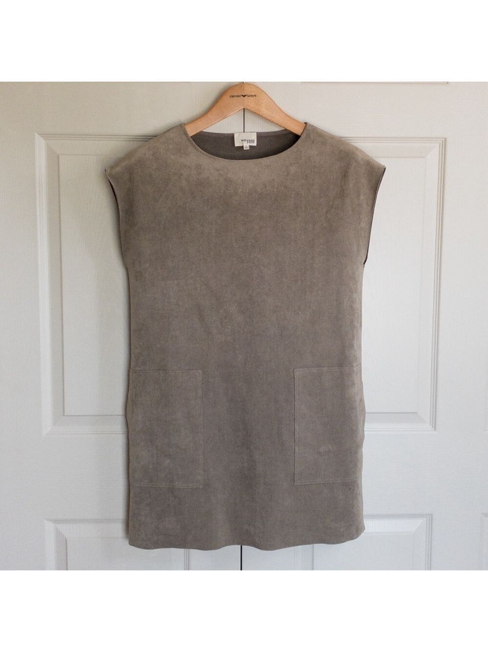 Wilfred Free Aritzia Faux Suede Nori Boxy Mini Dress Tunic Sleeveless Minimalist